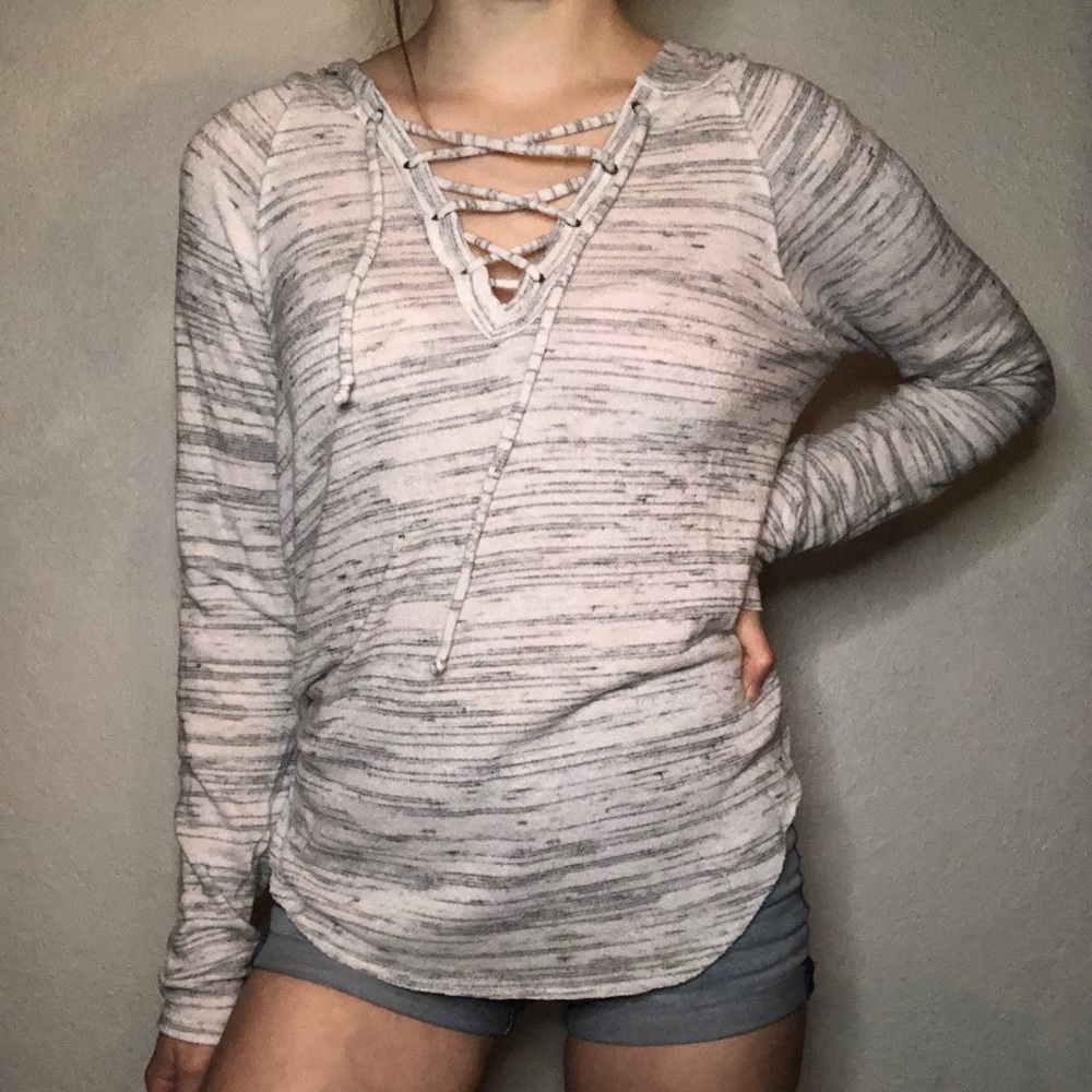 Lace-Up Hooded Sweater
